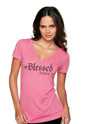 #Blessed- Women's V-neck - FDU - Faith Defines Us
