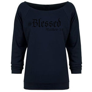 #Blessed- Ladies' French Terry 3/4-Sleeve Raglan - FDU - Faith Defines Us