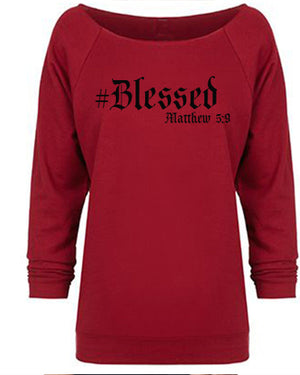 #Blessed- Ladies' French Terry 3/4-Sleeve Raglan - FDU - Faith Defines Us