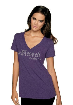 #Blessed- Women's V-neck - FDU - Faith Defines Us